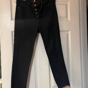 Abercrombie and Fitch black, button fly jeans with raw hem size 31s